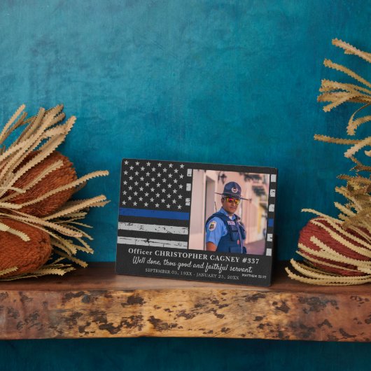 Memorial Thin Blue Line Police Fotoplaat (Zijkant)