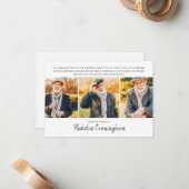 Memorial Three Custom Photo and Message Hartelijk  Notitiekaartje (Voorkant / Achterkant in situ)