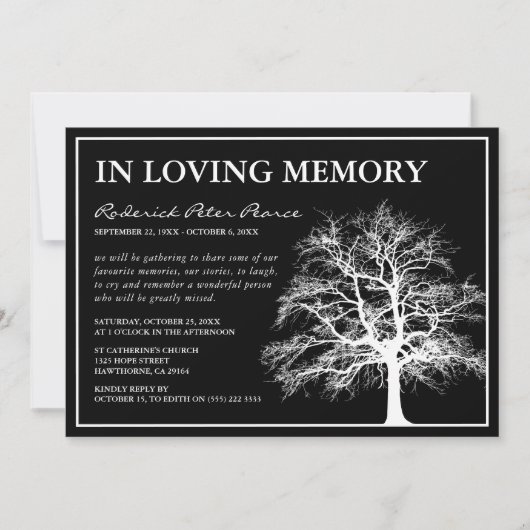 Memorial Tree | Funeral in Loving Memory Kaart (Voorkant)