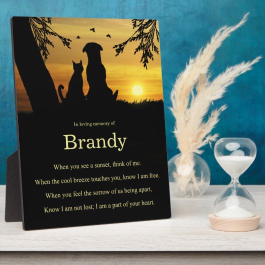 Memorial Tribute Dog Cat Pet met Spiritueel gedich Fotoplaat (Zijkant)