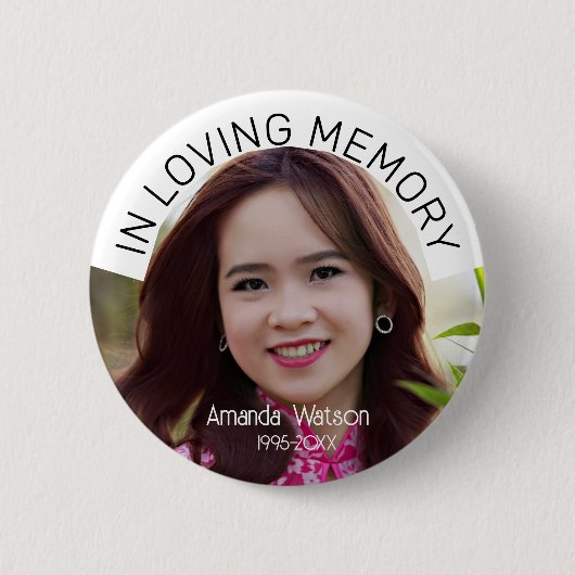  Memorial Tribute Modern In loving memory Ronde Button 5,7 Cm (Voorkant)