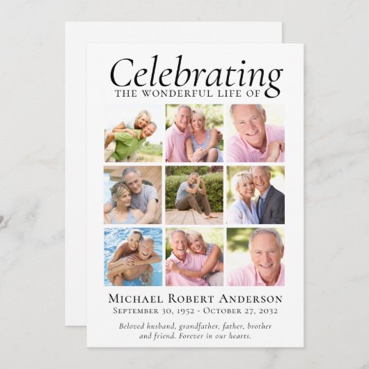 Memorial Tribution 9 Photo Collage Keepomwille Bedankkaart (Voorkant / Achterkant)