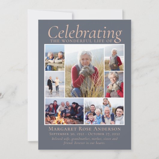 Memorial Tribution Photo Collage Keepomwille Bedankkaart (Voorkant)