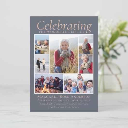 Memorial Tribution Photo Collage Keepomwille Bedankkaart (Staand voorkant)