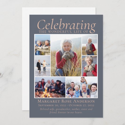 Memorial Tribution Photo Collage Keepomwille Bedankkaart (Voorkant / Achterkant)