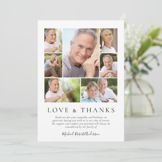 Memorial Tribution Photo Collage Keepomwille Bedankkaart (Staand voorkant)