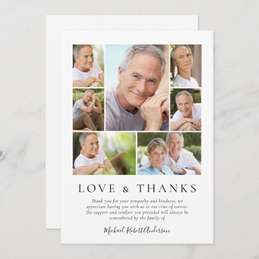 Memorial Tribution Photo Collage Keepomwille Bedankkaart (Voorkant / Achterkant)