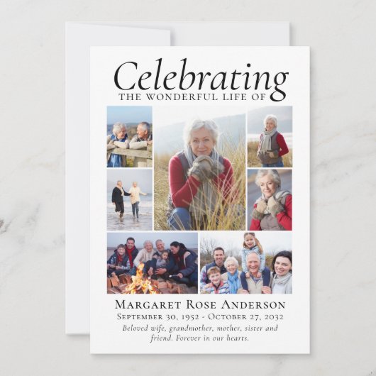 Memorial Tribution Photo Collage Keepomwille Bedankkaart (Voorkant)