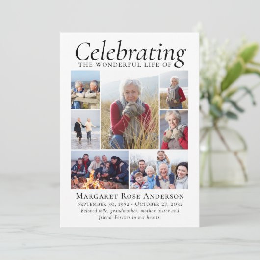 Memorial Tribution Photo Collage Keepomwille Bedankkaart (Staand voorkant)