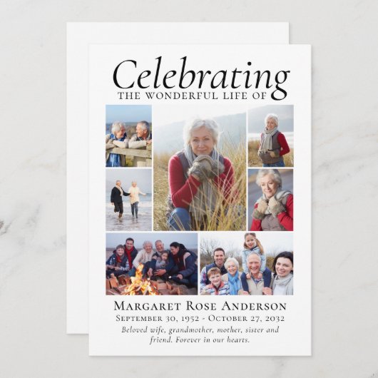 Memorial Tribution Photo Collage Keepomwille Bedankkaart (Voorkant / Achterkant)