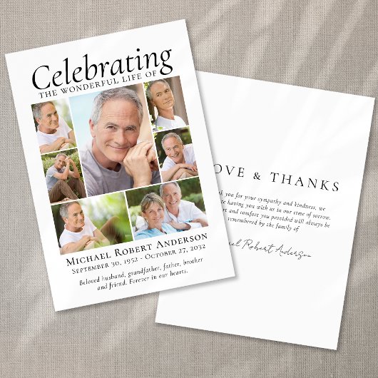 Memorial Tribution Photo Collage Keepomwille Bedankkaart