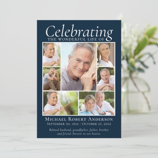 Memorial Tribution Photo Collage Keepomwille Bedankkaart (Staand voorkant)