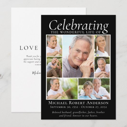 Memorial Tribution Photo Collage Keepomwille Dank  Bedankkaart (Voorkant / Achterkant)