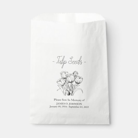 Memorial Tulip Seed begrafenis Bedankzakje (Voorkant)