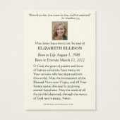 Memorial van de katholieke begrafenis Prayer Visitekaartje (Achterkant)