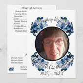 Memorial Vergeet me niet bloemrijke fotoprogramma Aankondiging (Voorkant / Achterkant)