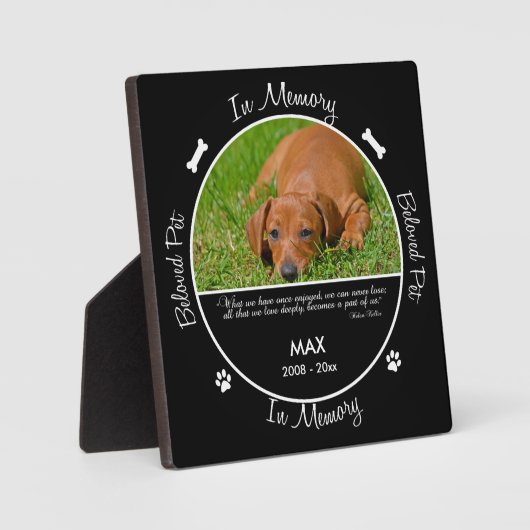 Memorial - Verlies van hond - Aangepaste foto/naam Fotoplaat (Voorkant)