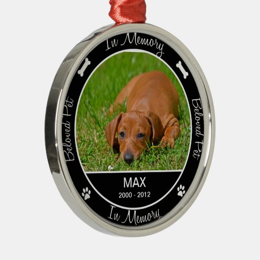 Memorial - Verlies van hond - Aangepaste foto/naam Metalen Ornament (Rechts)