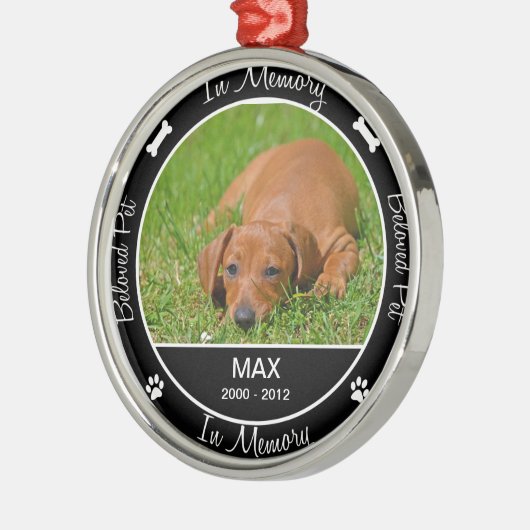 Memorial - Verlies van hond - Aangepaste foto/naam Metalen Ornament (Links)