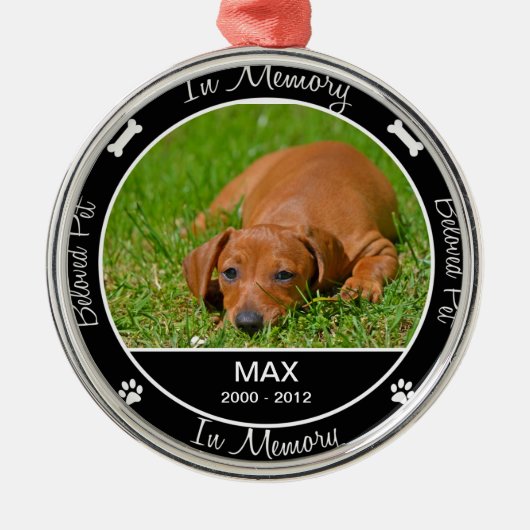 Memorial - Verlies van hond - Aangepaste foto/naam Metalen Ornament (Voorkant)