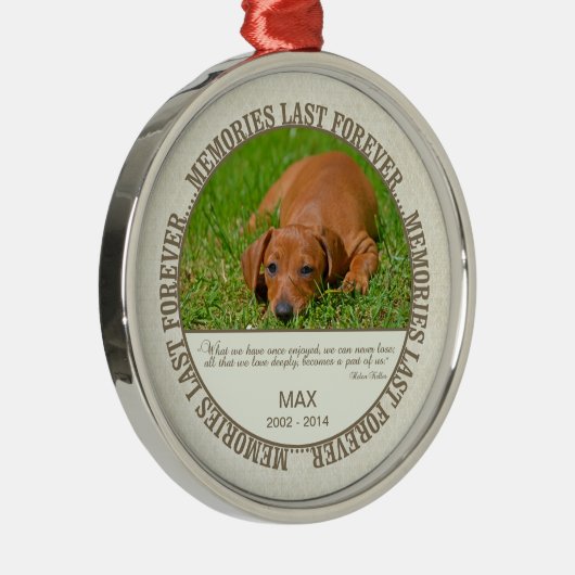Memorial - Verlies van hond - Aangepaste foto/naam Metalen Ornament (Rechts)