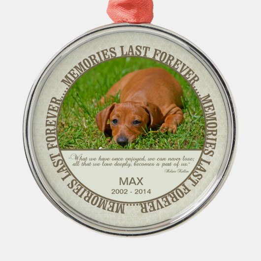 Memorial - Verlies van hond - Aangepaste foto/naam Metalen Ornament (Voorkant)