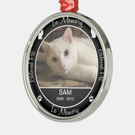 Memorial - Verlies van kat - Aangepaste foto/naam Metalen Ornament (Links)