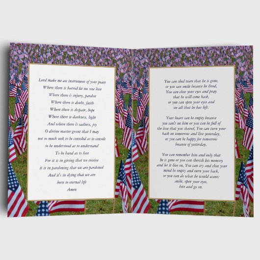 Memorial Veteran Patriotic American Flag Funeral Bedankkaart