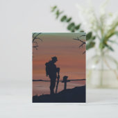 Memorial, Veteranendag, silhouet soldaat bij graf Briefkaart (Staand voorkant)