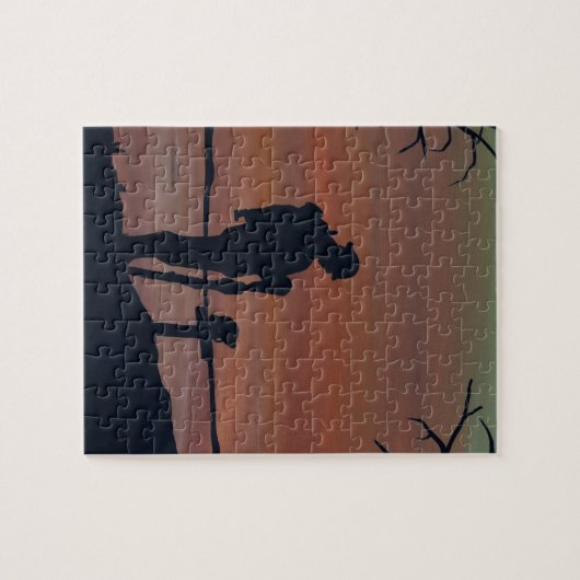 Memorial, Veternas Day, silhouette solider bij gra Legpuzzel (Horizontaal)