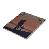 Memorial, Veternas Day, silhouette solider bij gra Tegeltje (Zijkant)