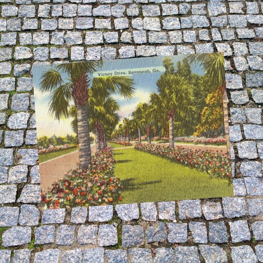 Memorial Victory Drive Palms Savannah GA retro Briefkaart