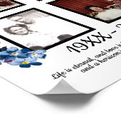 Memorial vier foto blauw Vergeet me niet bloemen Poster (Hoek)