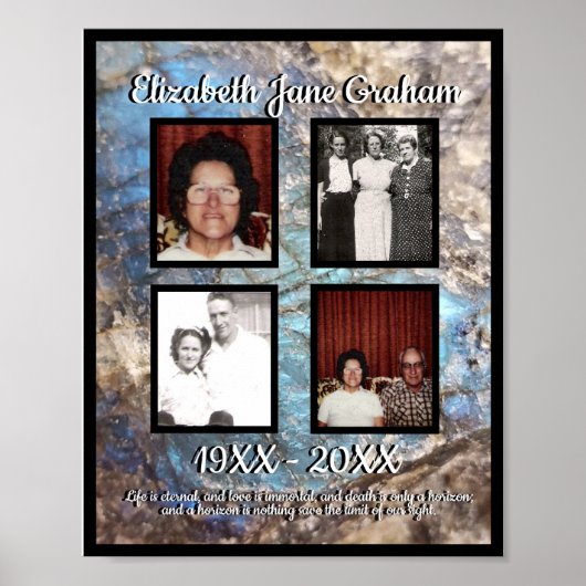 Memorial Vier Photo Blue Labradorite Stone Poster (Voorkant)