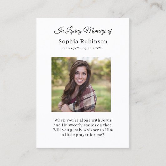 Memorial Vogelfoto Begrafenisgebed Kaart Visitekaartje (Voorkant)