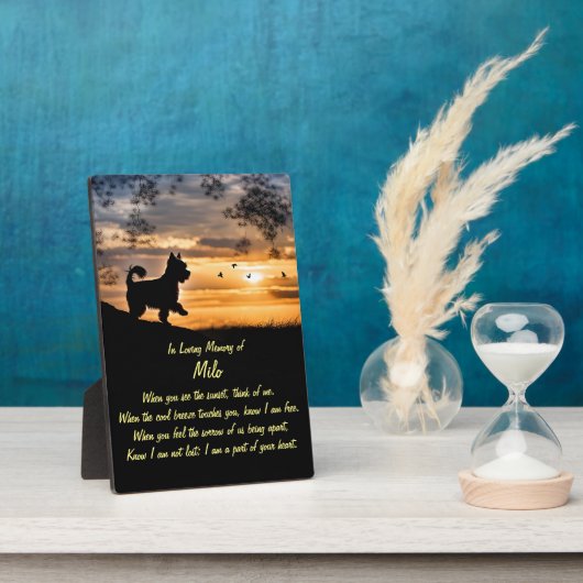 Memorial voor Yorkshire Terrier Aangepaste naam Fotoplaat (Zijkant)