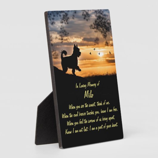 Memorial voor Yorkshire Terrier Aangepaste naam Fotoplaat (Zijkant)