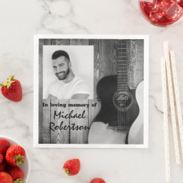 Memorial voor zwarte en witte elektrische gitaren servet