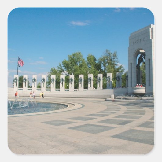Memorial Washington, DC, National WWII Vierkante Sticker (Voorkant)