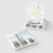 Memorial Washington en WWII in DC Stenen Onderzetter (Zijkant)