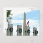 Memorial Washington Monument en WWII in DC Briefkaart (Voorkant / Achterkant)