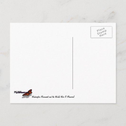 Memorial Washington Monument en WWII in DC Briefkaart (Achterkant)