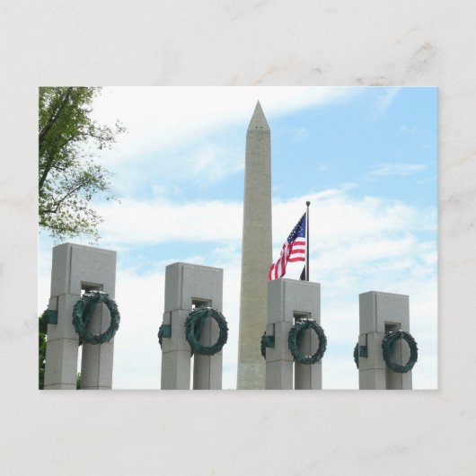 Memorial Washington Monument en WWII in DC Briefkaart (Voorkant)