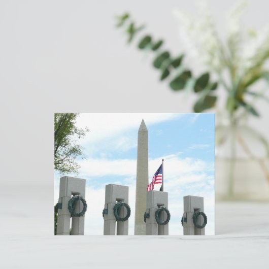 Memorial Washington Monument en WWII in DC Briefkaart (Staand voorkant)