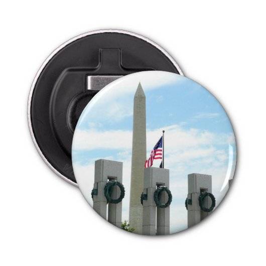 Memorial Washington Monument en WWII in DC Button Flesopener (Voorkant)
