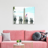 Memorial Washington Monument en WWII in DC Canvas Afdruk (Insitu (Woonkamer))
