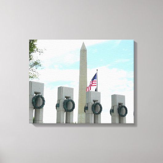 Memorial Washington Monument en WWII in DC Canvas Afdruk (Voorkant)