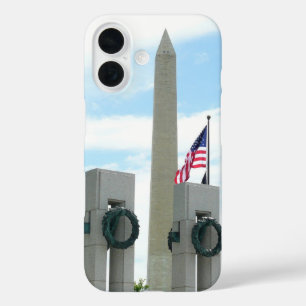 Memorial Washington Monument en WWII in DC iPhone 16 Hoesje