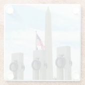 Memorial Washington Monument en WWII in DC Glazen Onderzetter (Achterkant)