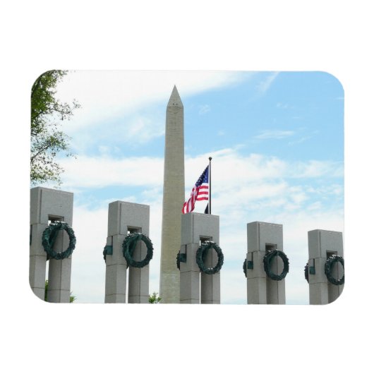Memorial Washington Monument en WWII in DC Magneet (Horizontaal)